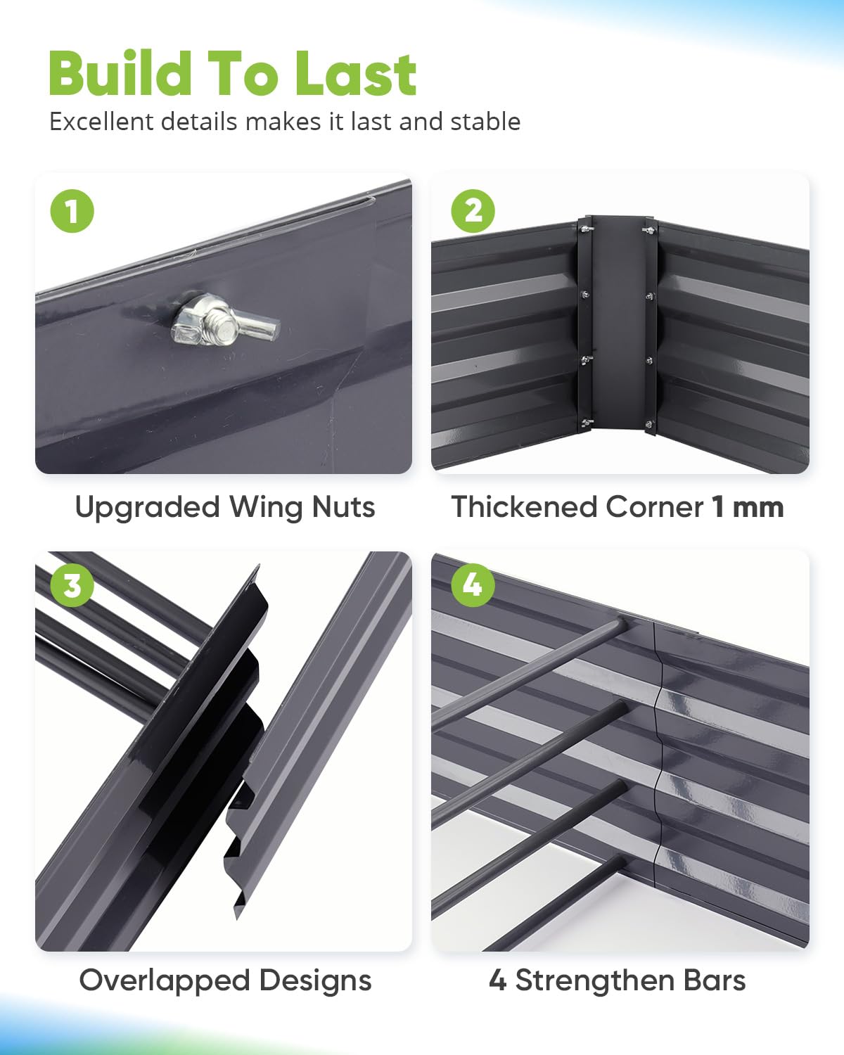 Quictent Galvanized Raised Garden Bed with Crop Cage Plant Protection Net Tent and Shade Cloth Kit Metal Planter Box Bottomless Planting Vegetables Outdoor Backyard Included T Tags Wing Nuts 8x4x1 Ft Quictent