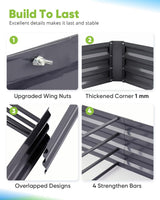 Quictent Galvanized Raised Garden Bed with Crop Cage Plant Protection Net Tent and Shade Cloth Kit Metal Planter Box Bottomless Planting Vegetables Outdoor Backyard Included T Tags Wing Nuts 8x4x1 Ft Quictent