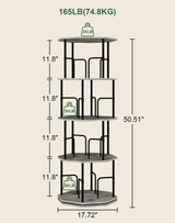 HOVANESTY Rotating Bookshelf, Spinning Bookshelf, 4 Tier 360 Display Freestanding Wood Rotating Bookcase for Kids Room, Living Room, Office, Bedroom, Study Room HOVANESTY