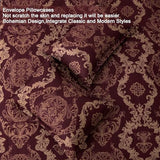 WONGS BEDDING Burgundy Comforter Set Queen Size, Maroon Damask Texture 7 Pieces Bed in a Bag Microfiber Comforter Bedding Sets -1 Comforter, 1 Flat Sheet, 1 Fitted Sheet, 2 Pillow Shams, 2 Pillowcases WONGS BEDDING