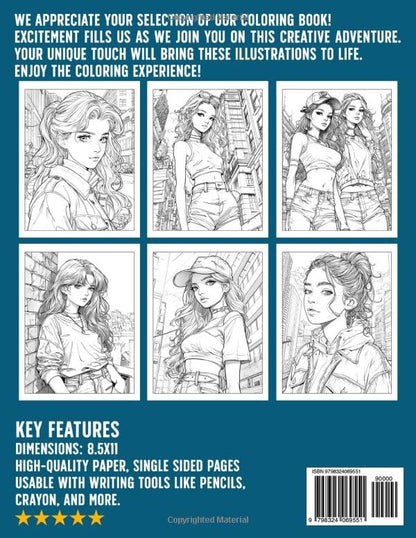 80s Girls Coloring Book: Explore the Iconic Trends and Looks Coloring Pages with Groovy Glamour Illustrations for All Ages Stress Relief