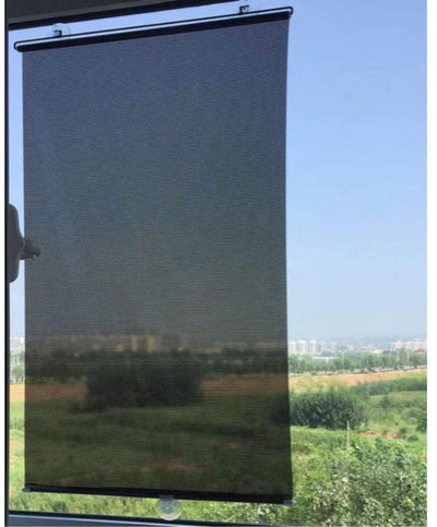 Blackout Blind Curtains with Suction Cups for Windows No Drill Cordless Blinds Temporary Portable Roller Shades UV Protection Window Shades for Home,Office,Bedroom,Door,Blackout (23''W x49''H, Black)