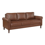 Lexicon 79" W Sofa Couch, Faux Leather Upholstered Couch, Sofa with Rolled Armrest for Bedroom/Office/Waiting Room, 3 Seater, Chocolate Lexicon