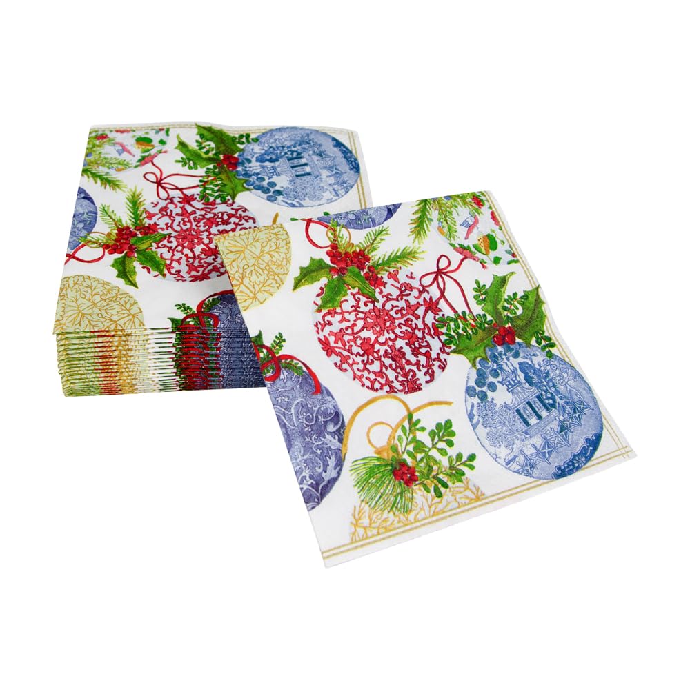 Caspari Porcelain Ornaments Paper Cocktail Napkins - 20 Per Package Caspari