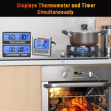 ThermoPro TP17 Dual Probe Digital Cooking Meat Thermometer Large LCD Backlight Food Grill Thermometer with Timer Mode for Smoker Kitchen Oven BBQ, Silver ThermoPro