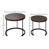 Nesting Coffee Table Set – Set of 2 Small Round Tables Nest Together for Saving Space – Modern Industrial Living Room Tables by Lavish Home (Brown) Lavish Home