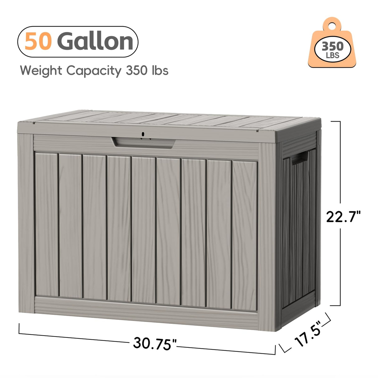 LubanNese Outdoor Storage Box, 50 Gallon Waterproof Resin Deck Box, Storage Bin for Package Delivery, Patio Furniture Cushion, Garden Tools, Pool Accessories, Weatherproof and UV Resistant, Grey LubanNese