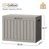 LubanNese Outdoor Storage Box, 50 Gallon Waterproof Resin Deck Box, Storage Bin for Package Delivery, Patio Furniture Cushion, Garden Tools, Pool Accessories, Weatherproof and UV Resistant, Grey LubanNese