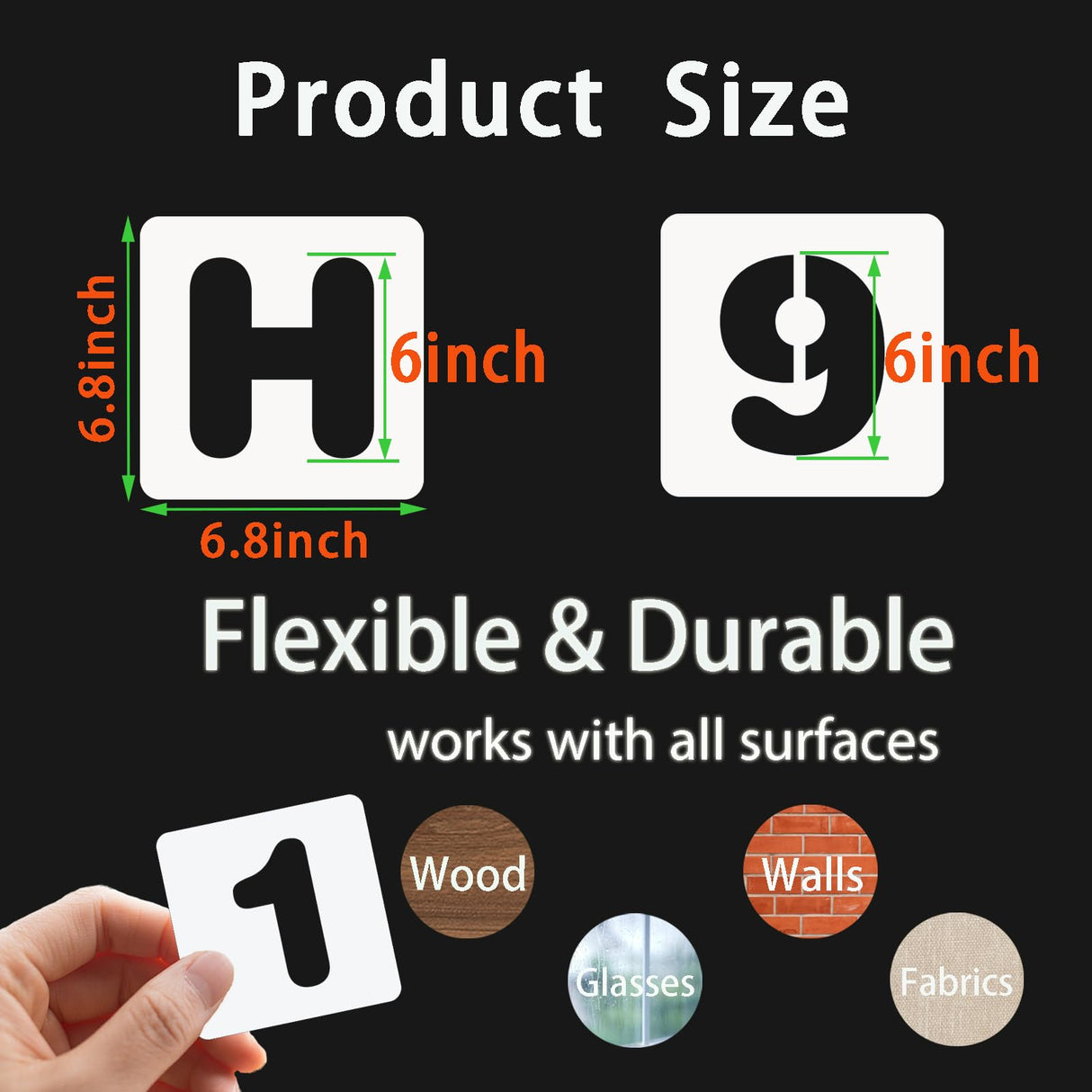 BAMIDELE 6 Inch Letter and Number Stencils, 36 Pcs Reusable Plastic Alphabet Spray Paint Stencils for Painting on Wood, Wall, Fabric, Rock, Chalkboard, Door Porch, Signage, DIY Craft Decoration BAMIDELE