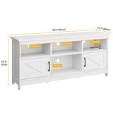 DWVO Farmhouse TV Stand for TVs Up to 65 Inch, Entertainment Centre with LED Light, TV Table with Power Outlet, TV Console for Living Room Bedroom, 59 Inches White DWVO