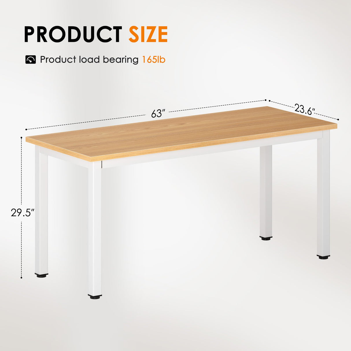 DlandHome 63 inches X-Large Computer Desk, Composite Wood Board, Decent and Steady Home Office Desk/Workstation/Table, BS1-160TW Teak and White Legs, 1 Pack DlandHome