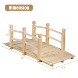 S AFSTAR Garden Bridge, 5FT Wooden Arc Footbridge for Outdoors with Safety Guardrails, Decorative Landscaping for Garden Yard Walkway Creek Farm, 400 LBS Capacity (Natural Finished) S AFSTAR