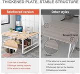 jianghinice Double Desk for Two People, 47 Inch Two Person Desk - Double Computer Desk with Partition and Storage Shelves, Long Office Writing Table Computer Workstation for Home Office (White) jianghinice
