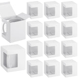 Harloon 24 Pcs Mug Boxes for Gifts Coffee Mug Gift Box for Blanks Sublimation Mugs Packaging 11oz, 12oz, 15oz Transparent Ceramic Coffee Cups Gift Box (White) Harloon