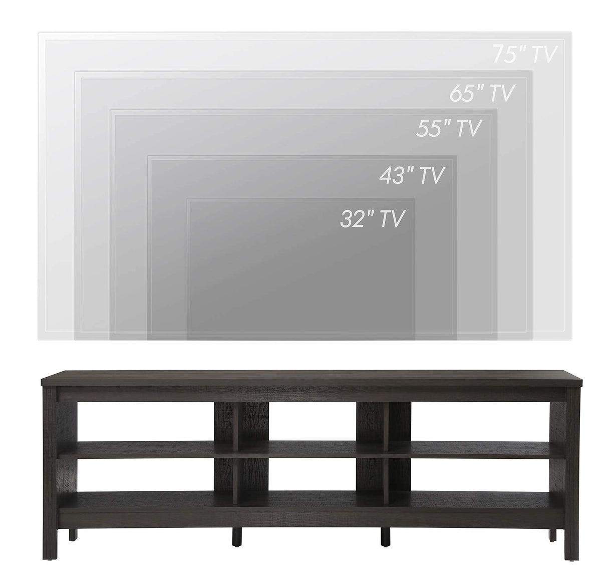 WAMPAT TV Stand for Living Room 70inch, Wooden TV Entertainment Center with 6 Storage Cubby, Modern TV Stands for Bedroom,Fits TVs up to 75 Inch.Black WAMPAT