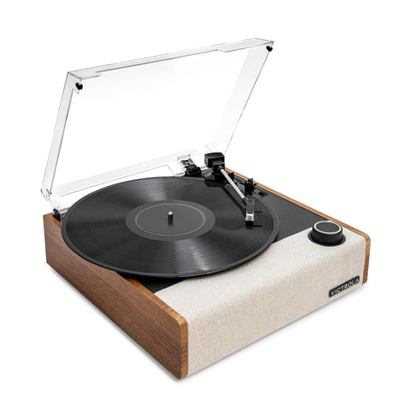 Victrola Eastwood II Record Player, Oak Finish Turntable with Speakers, Bluetooth 5.1 and Vinyl Stream Technology, Vintage Style 3-Speed Vinyl Player, Audio Technica AT-3600LA Cartridge Victrola