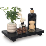 Black Bathroom Counter Tray Organizer Wood Risers Stand Kitchen Sink Tray Dish Soap Dispenser Holder for Countertop Modern Wooden Pedestal Display Farmhouse Bathroom Decor Accessories Vanity Tray Ayiaren