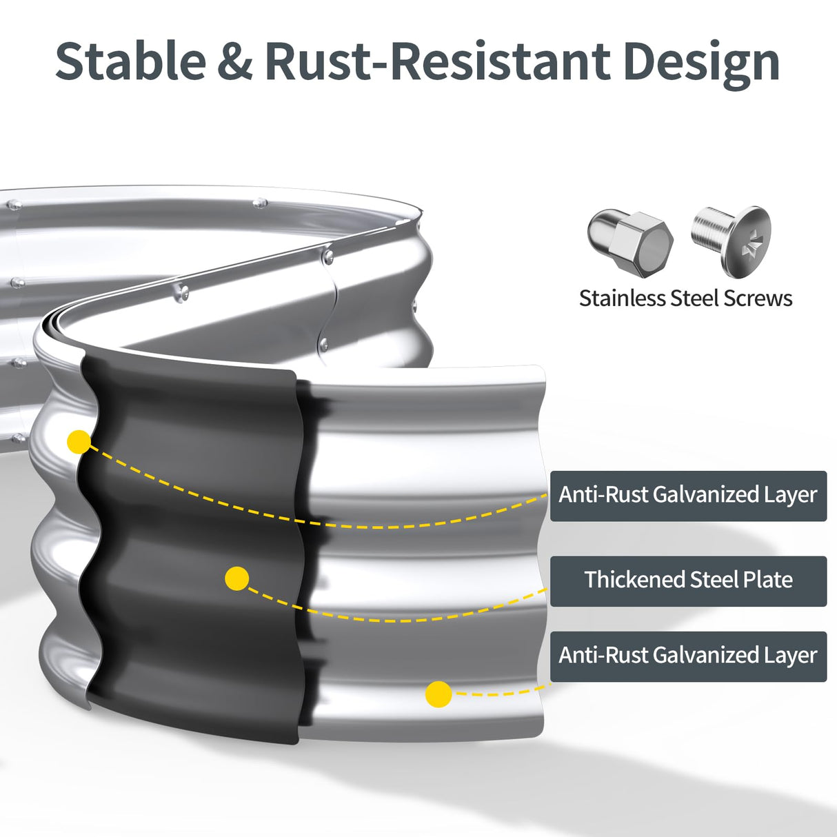 Kesfitt Raised Garden Bed Kit,Outdoor Galvanized Planter Large Metal Raised Boxes with Safety Edging and Gloves for Gardening Vegetables,Fruits,Flower(4x2x1FT) Kesfitt