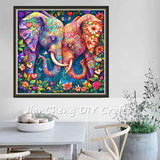 Elephant Diamond Art Kits for Adults-DIY 5D Elephant Diamond Painting Kits for Adults Beginners, Full Drill Paint by Diamonds Art Painting Flowers Crafts for Home Wall Art Decor 14x14in croshom