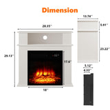 BOSSIN 28" Electric Fireplace with Mantel, 18 inch Electric Fireplace Insert with Remote Control, 5 Adjustable Brightness, Freestanding Mantel Fireplace with Storage Shelf for Living Room,White BOSSIN