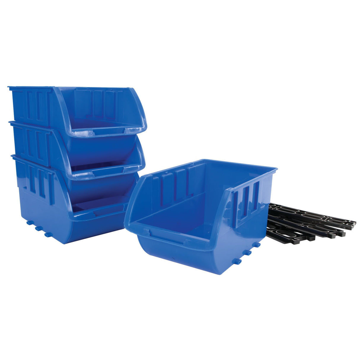 Performance Tool W5196 Large Stackable Storage Trays - Adjustable for Vertical or Horizontal Position, Blue, Pack of 4 Performance Tool
