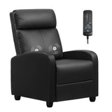 Furniwell Massage Recliner Chair for Living Room Adjustable PU Leather Reclining Chair Home Theater Seating Modern Winback Single Sofa for Adults with Footrest (Leather, Black) Furniwell