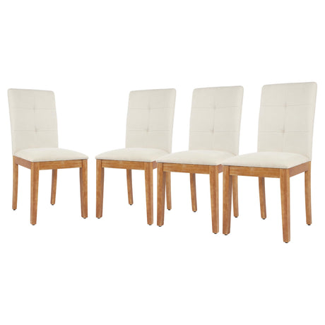 DAGONHIL Dining Chairs Set of 4, Modern Upholstered Fabric Dining Room Chairs, Armless Kitchen Chairs with Wood Legs and Padded Seat for Living Room, Bedroom, Kitchen (Beige) DAGONHIL