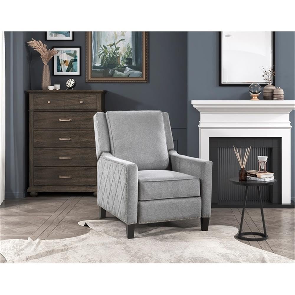 Lexicon Banks Fabric Upholstered Push Back Recliner in Gray Color Lexicon