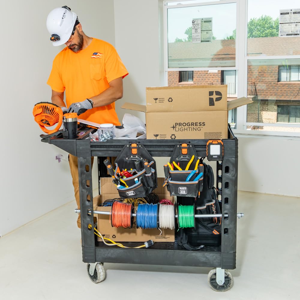 Klein Tools 54831MB MODbox Utility Cart, 2-Shelf Heavy Duty Rolling Tool Cart, 500-Pound Capacity, 6-Inch Wheels, for Jobsite, Warehouse Klein Tools