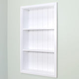 Fox Hollow Furnishings 14x24 Sloane Recessed Wall Niche Medicine Cabinet Replacement, in The Wall Bathroom Cabinet Insert Shelf/Shelves, Made in North America, Real Wood, NO MDF, White Beadboard Back Fox Hollow Furnishings