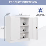 LISSIMO Metal Cabinet,Lockable Storage Cabinet with 2 Doors and 2 Adjustable Shelves,Tool Cabinets for Garage,Home Office,Basement,School,Hospital Assembly Required(White) LISSIMO