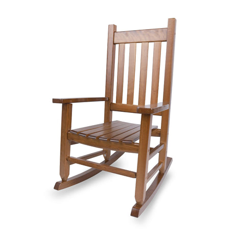 Hngilkoo Wooden Rocking Chair for Toddlers and Children Comfy Recliner Rocker for Baby Girls Outdoor Lounge Chair for Kids Age 6-10 Indoor Brown Hngilkoo