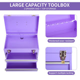 14 Inch Steel Portable Tool Box with drawers - Tool Storage Box Organizer with Metal Latch Closur - Powder Coated Toolbox Chest for Tools Storage Cabinet (PURPLE) TWUBLK