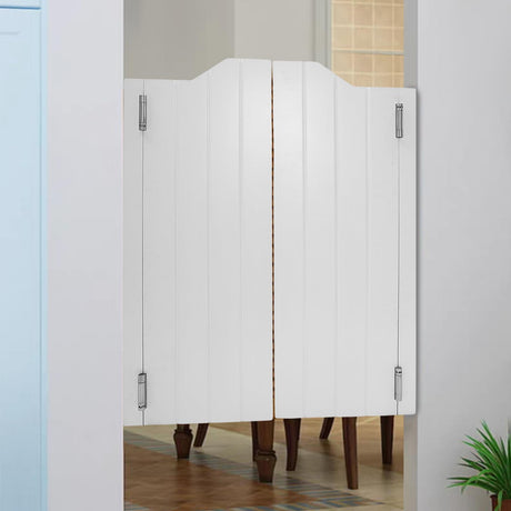 Cafe Saloon Interior Doors 1.38" Thick White Arched Top Pine Wood Swinging Doors Includes Hinges for Bar Kitchen Shop Pub Saloon Swinging Automatic Closing Half Waist Door (Type A, 29.9 * 41.9") Okasiki