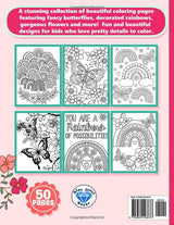 Coloring Book for Kids: Butterflies, Rainbows and Flowers for Girls Ages 6-12 ZONULAR