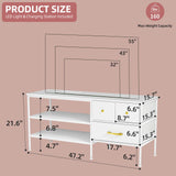 YILQQPER TV Stand with LED Lights & Power Outlet for 55 Inch TVs, Entertainment Center with 3 Storage Drawers and Shelves, Mid-Century TV Stands for Living Room and Bedroom, 50" TV Console, White YILQQPER