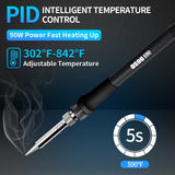 TOAUTO DS90 Soldering Station-°F & °C Dual Digital Display Soldering Iron Station Kit,90W Soldering Iron,302℉- 842℉ Temperature, Anti-Static & Grounding Wire, Auto Standby & Sleep,5 Solder Tips, Blue TOAUTO