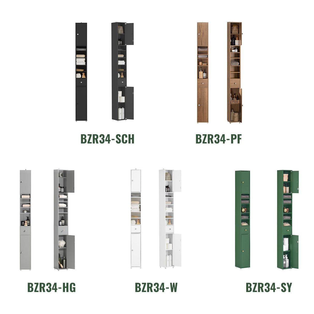 SoBuy Natural Bathroom Tall Cabinet with Drawer, Doors, and Adjustable Shelves SoBuy