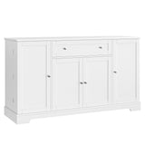 HITHOS 54" Buffet Cabinet with Storage, Modern Kitchen Buffet Sideboard with Drawer, Wood Coffee Bar Cabinet with Adjustable Shelves, Kitchen Storage Cabinet for Dining Room, Living Room, White HITHOS