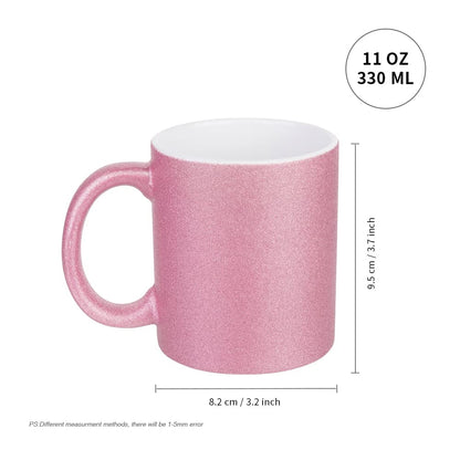 PYD Life 8 Pack Sublimation Mugs Blanks 11 OZ Pink Glitter Coffee Mugs Ceramic Photo Cups Bulk for Cricut Mug Press Print