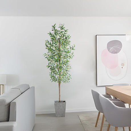 CETRD Artificial Olive Tree, 6FT Tall Faux Olive Trees 72in Outdoor Fake Potted Silk Plant with Trunk and Realistic 648 Leaves and 24 Fruits for Modern Office Home Decor Indoor（1pack） CETRD