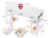 Modern White Office Desk with Fabric Drawers and Storage Shelves by ODK ODK