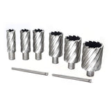 Annular Cutter Set 6pcs JESTUOUS 3/4 Inch Weldon Shank 2 Inches Cutting Depth 1 to 2 Cutting Diameter Two Flat HSS Slugger Bits for Drill Press with 2 Pilot Pins JESTUOUS