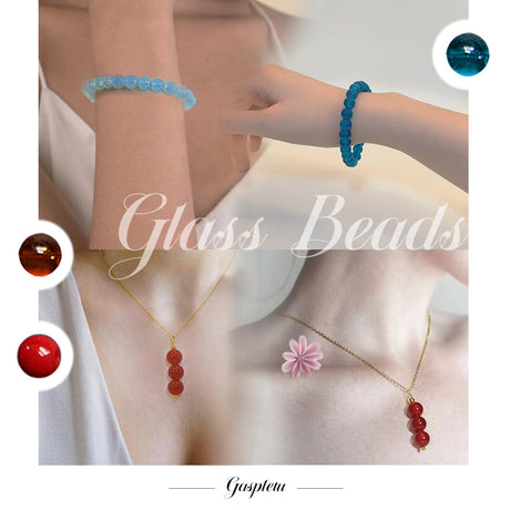 1200PCS 8mm Glass Beads for Jewelry Making, 24 Colors Crystal Beads Bracelets Making Kit, 2 Box Round Beads Suitable for Beginners Gaspletu
