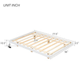 Anwickjeff Full Size Floating Platform Bed with LED Lights and Solid Wood Slats in White anwickjeff