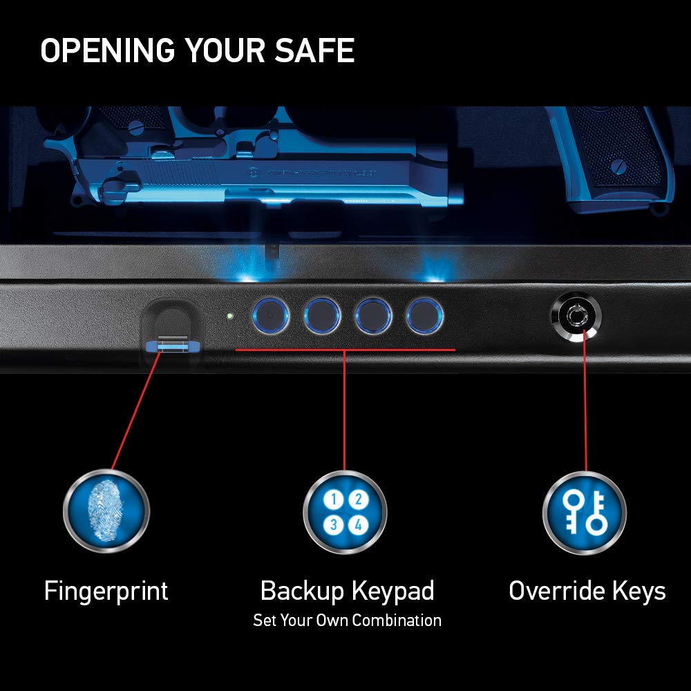 SentrySafe Biometric Gun Safe for Handguns, Fingerprint Gun Safe with Interior Light, 2 Handgun Capacity, Firearm Storage with Bolt Down Kit, QAP2BLX