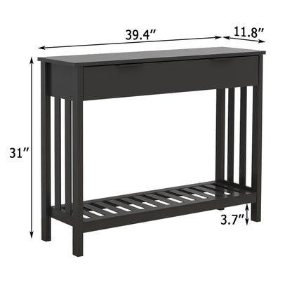 TaoHFE Modern Black Entryway Table with Drawer – Versatile Narrow Console Table for Living Room and Hallway Storage