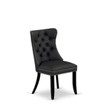 East West Furniture DUDA6-BLK-12 6 Piece Dining Table Set Contains a Rectangle Solid Wood Table and 4 Upholstered Chairs with a Bench, 36x60 Inch, Black East West Furniture