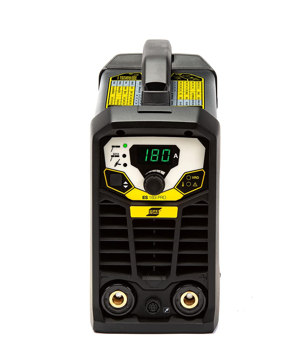 ESAB 0700500070 MINIARC Rogue ES 180i Stick Welding System, Dual Voltage Input, Adjustable Hot Start/Arc Force, Stick 6010 Mode, Power Factor Control, Electrodes up to 5/32", IP23S Designed ESAB