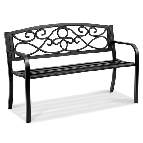 VEVOR Outdoor Bench, 50 inches Metal Garden Bench for Outdoors, 550 lbs Load Capacity Bench, Outdoor Garden Park Bench with Backrest and Armrests, Patio Bench for Garden, Park, Yard, Front Porch VEVOR